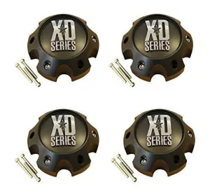 4 x KMC XD Series 796 797 798 Matte Flat Black 6 Lug Wheel Center Cap 1079L145
