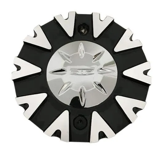 DIP Wheels D67 C10D67M-CAP MCD1591YL01AM Black and Chrome Center Cap