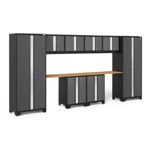 NEWAGE Bold Series 10 Piece Cabinet Set with Base, Wall Cabinet, 30in. Locker and Worktop