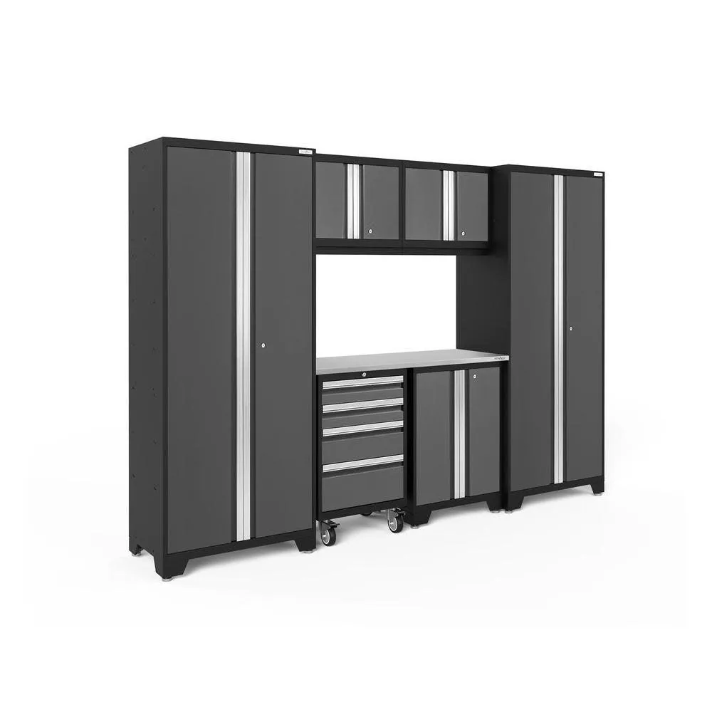 NEWAGE Bold Series 7 Piece Cabinet Set with Tool, Base, Wall Cabinets and 30 in. Lockers
