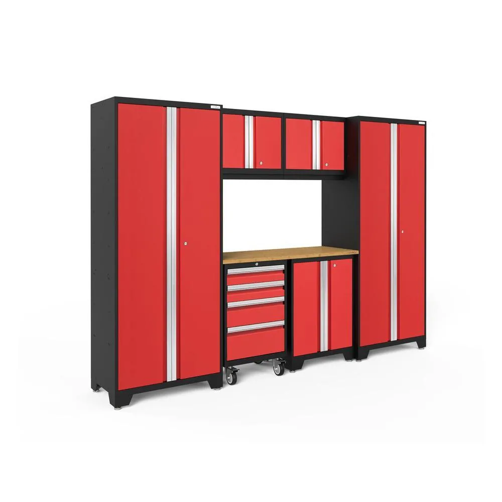 NEWAGE Bold Series 7 Piece Cabinet Set with Tool, Base, Wall Cabinets and 30 in. Lockers