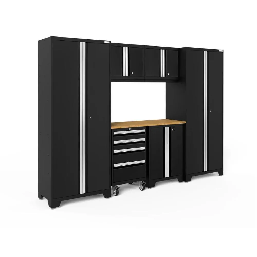 NEWAGE Bold Series 7 Piece Cabinet Set with Tool, Base, Wall Cabinets and 30 in. Lockers