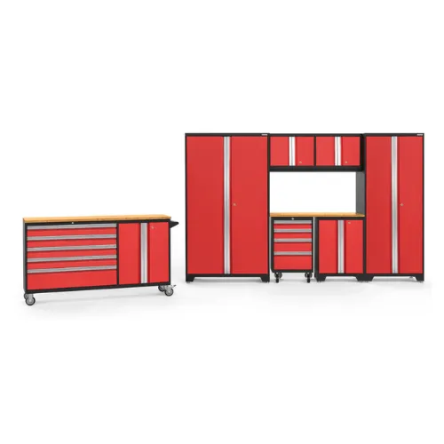 NEWAGE Bold Series 8 Piece Cabinet Set with Project Center, Tool Drawer, Base, Wall Cabinets and Lockers