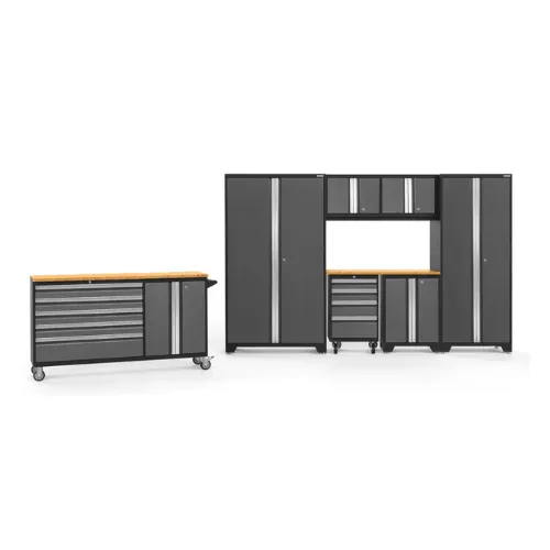 NEWAGE Bold Series 8 Piece Cabinet Set with Project Center, Tool Drawer, Base, Wall Cabinets and Lockers