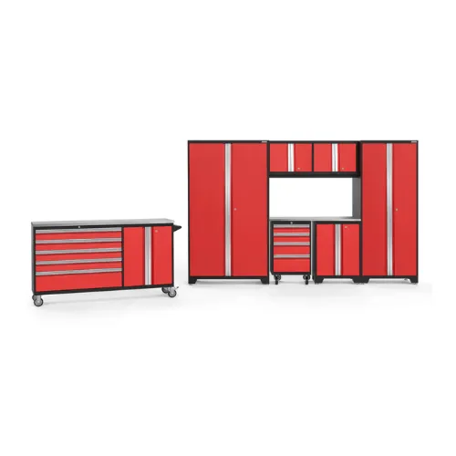 NEWAGE Bold Series 8 Piece Cabinet Set with Project Center, Tool Drawer, Base, Wall Cabinets and Lockers