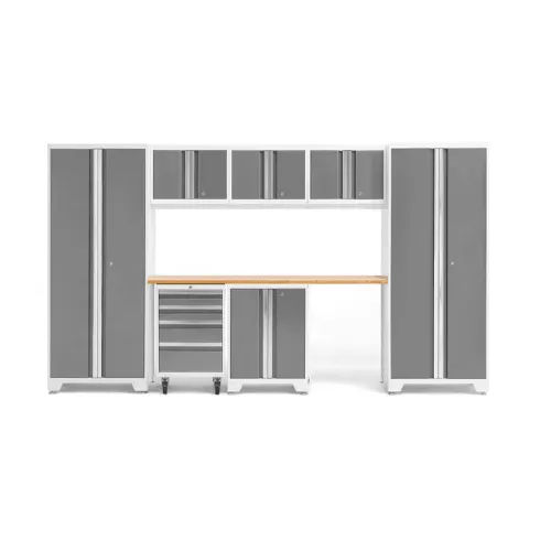NEWAGE Bold Series 8 Piece Cabinet Set with Tool, Base, Wall Cabinets and 30 in. Lockers