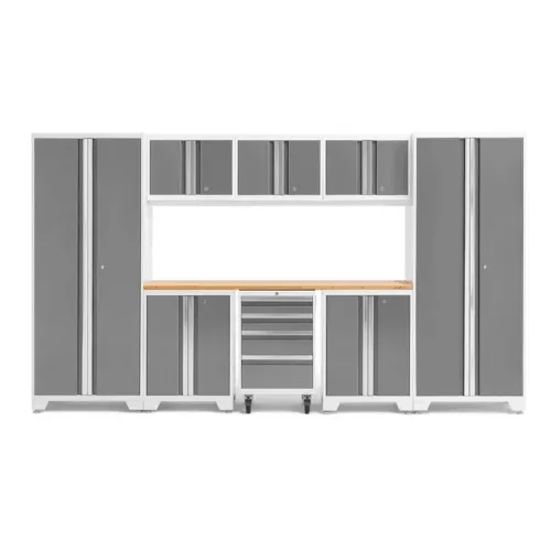 NEWAGE Bold Series 9 Piece Cabinet Set with 2 Base, Tool, Wall Cabinets and 30 in. Lockers