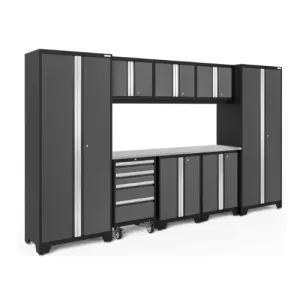 NEWAGE Bold Series 9 Piece Cabinet Set with 2 Base, Tool, Wall Cabinets and 30 in. Lockers