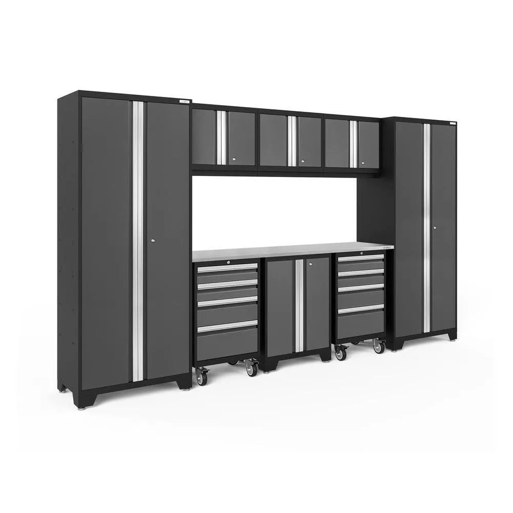 NEWAGE Bold Series 9 Piece Cabinet Set with 2 Tool, Base, Wall Cabinets and 30 in. Lockers