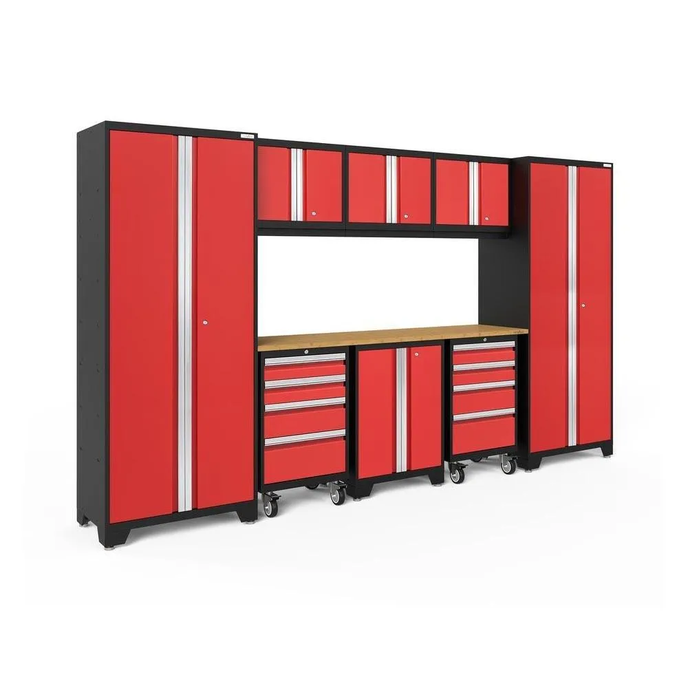 NEWAGE Bold Series 9 Piece Cabinet Set with 2 Tool, Base, Wall Cabinets and 30 in. Lockers
