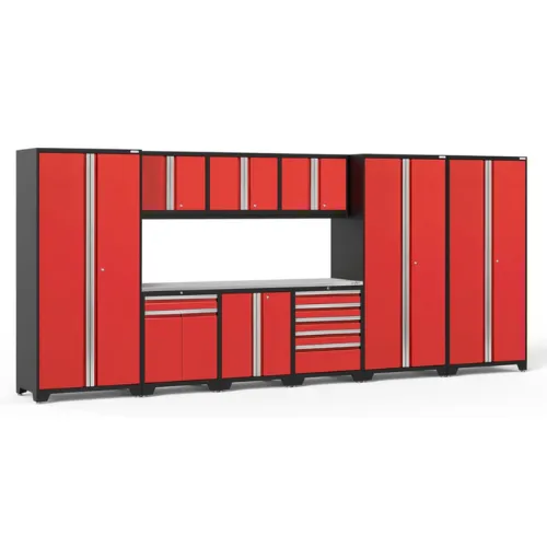 NEWAGE Pro Series 10 Piece Cabinet Set with Lockers, Tool Drawer Cabinet and 84 in. Worktop