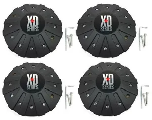 Set (4pcs) KMC XD Series Black Custom Wheel Center Hub Cap 8 1/8" for XD778 Monster Rim