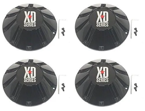 Set (4pcs) KMC XD Series Gloss Black Wheel Center Cap 8. 5" for 18x9" 20x9" XD806 Bomb Rim
