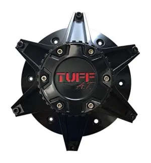 TUFF T12 Wheel Center Cap 5 Lug C-623201-1 TT12DDSBR Satin Black with Red Logo
