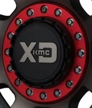 XD SERIES KMC XD137 FMJ Replacement Center Cap M1050RED (2 Piece - Satin Black Inner Cap Piece with Red Base)